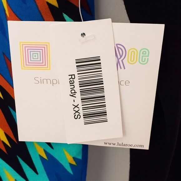 LuLaRoe Randy XXS Raglan Baseball Tee Multicolor Zig Zag NWT - Picture 5 of 5